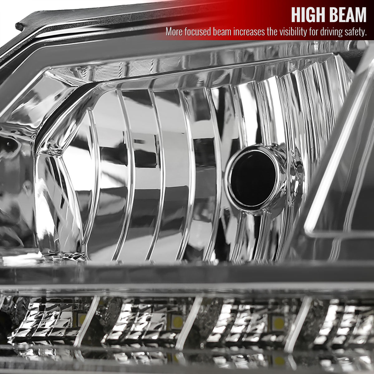 2000-2005 Chevrolet Impala Crystal Headlights w/ SMD LED Light Strip (Chrome Housing/Clear Lens)