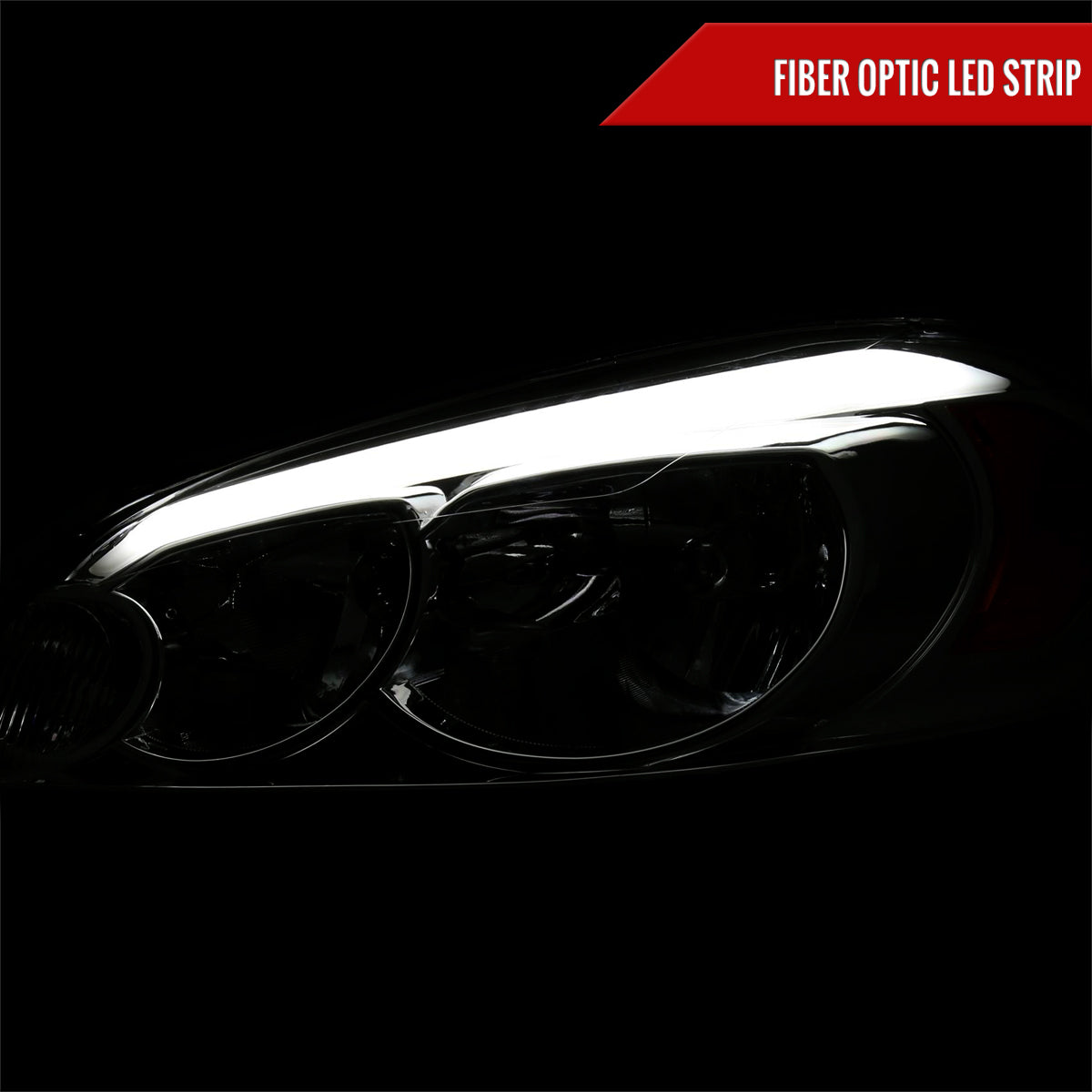 2006-2013 Chevrolet Impala/2006-2007 Monte Carlo/2014-2016 Impala Limited Factory Style Headlights w/ LED Strip (Chrome Housing/Clear Lens)