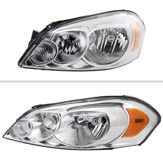 2006-2013 Chevrolet Impala / 2014-2016 Impala Limited / 2006-2007 Monte Carlo Factory Style Crystal Headlights w/ Amber Reflectors (Chrome Housing/Clear Lens)