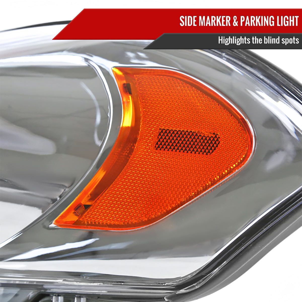 2006-2013 Chevrolet Impala / 2014-2016 Impala Limited / 2006-2007 Monte Carlo Factory Style Crystal Headlights w/ Amber Reflectors (Chrome Housing/Clear Lens)