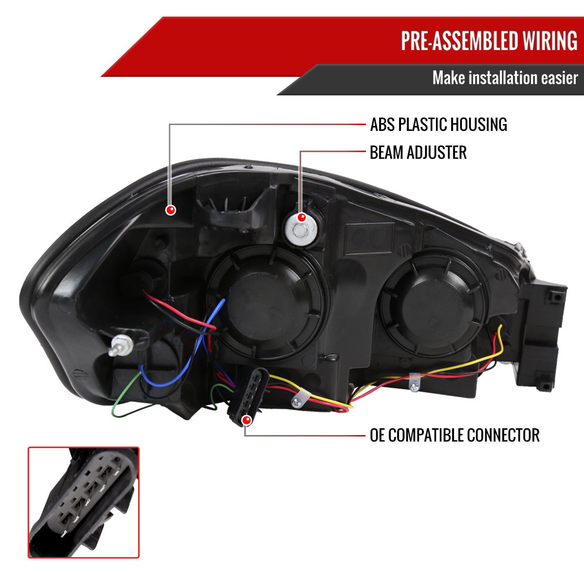 2006-2013 Chevrolet Impala / 2014-2016 Impala Limited / 2006-2007 Monte Carlo Factory Style Crystal Headlights w/ Amber Reflectors (Chrome Housing/Clear Lens)