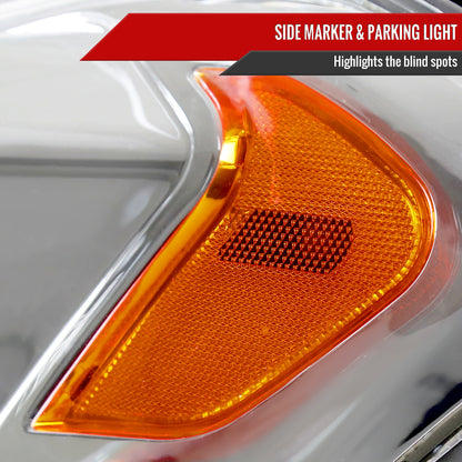 2006-2013 Chevrolet Impala / 2014-2015 Impala Limited / 2006-2007 Monte Carlo Factory Style Crystal Headlights w/ SMD LED Light Strip (Chrome Housing/Clear Lens)