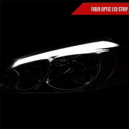 2006-2013 Chevrolet Impala/2006-2007 Monte Carlo/2014-2016 Impala Limited Factory Style Headlights w/ LED Strip (Chrome Housing/Smoked Lens)