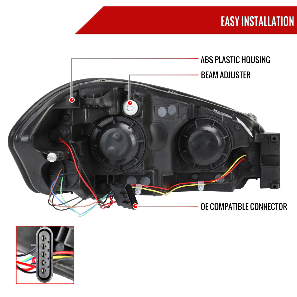 2006-2013 Chevrolet Impala/2006-2007 Monte Carlo/2014-2016 Impala Limited Factory Style Headlights w/ LED Strip (Chrome Housing/Smoked Lens)