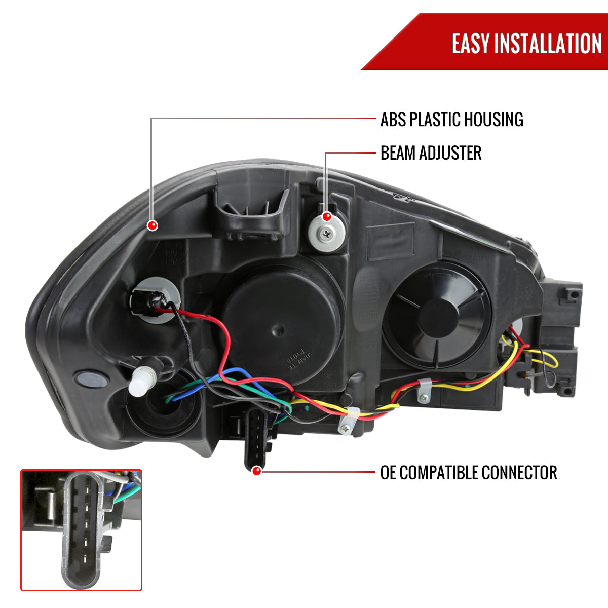 2006-2013 Chevrolet Impala/2014-2016 Impala Limited/2006-2007 Monte Carlo Switchback Sequential Signal LED Bar Factory Style Headlights (Matte Black Housing/Clear Lens)
