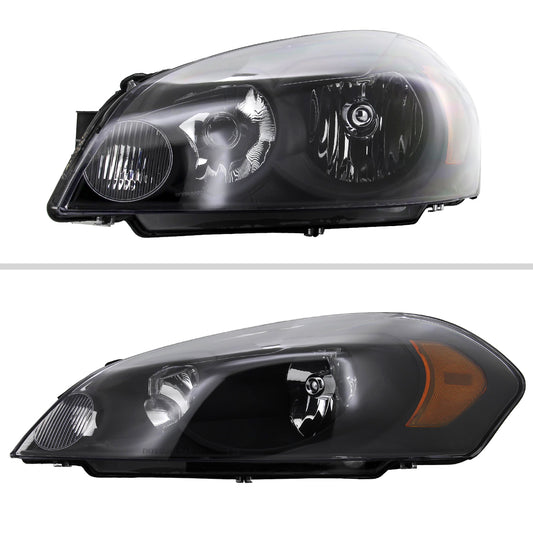 2006-2013 Chevrolet Impala / 2014-2016 Impala Limited / 2006-2007 Monte Carlo Factory Style Crystal Headlights w/ Amber Reflectors (Matte Black Housing/Clear Lens)