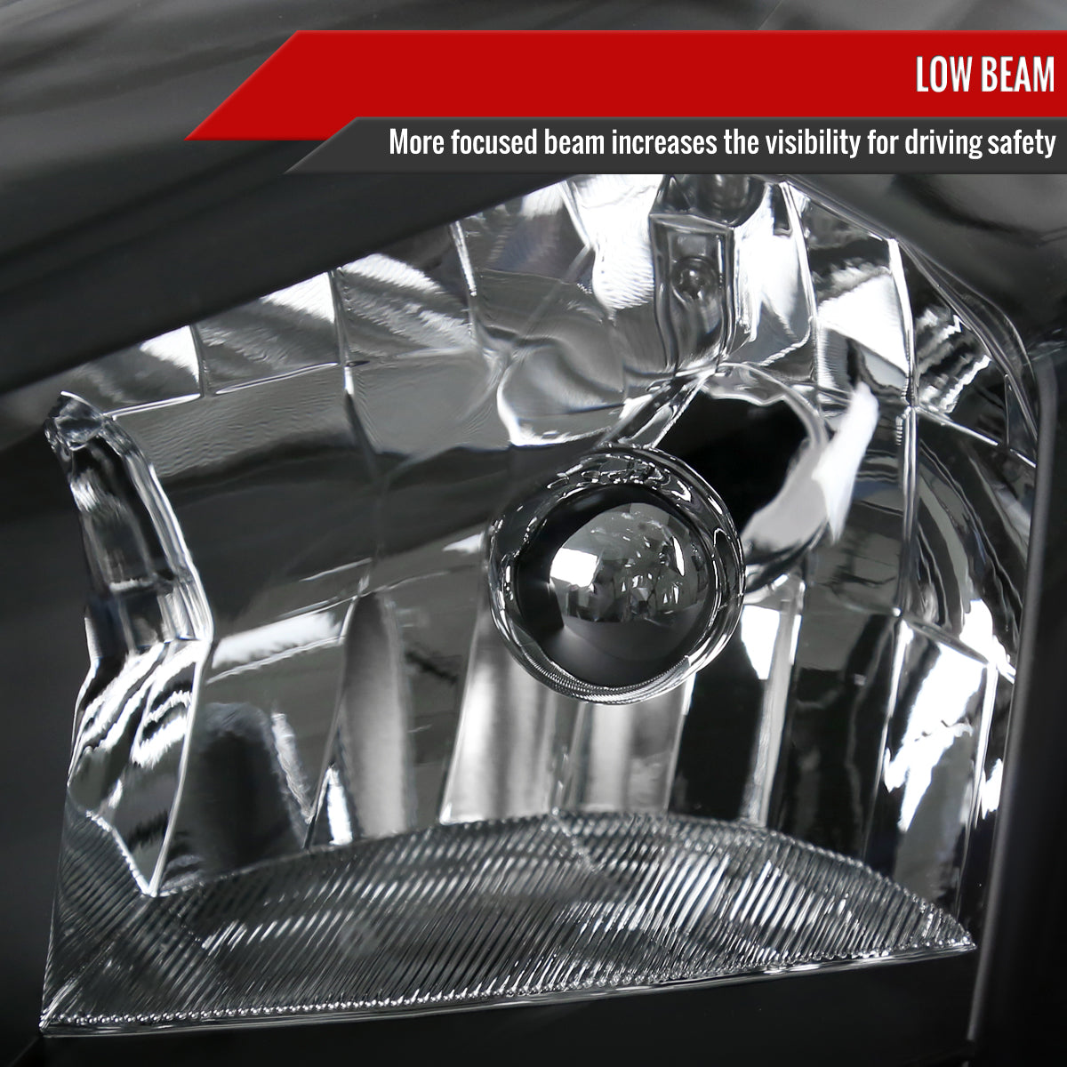 2006-2013 Chevrolet Impala / 2014-2015 Impala Limited / 2006-2007 Monte Carlo Factory Style Crystal Headlights w/ SMD LED Light Strip (Matte Black Housing/Clear Lens)