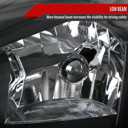 2006-2013 Chevrolet Impala / 2014-2015 Impala Limited / 2006-2007 Monte Carlo Factory Style Crystal Headlights w/ SMD LED Light Strip (Matte Black Housing/Clear Lens)