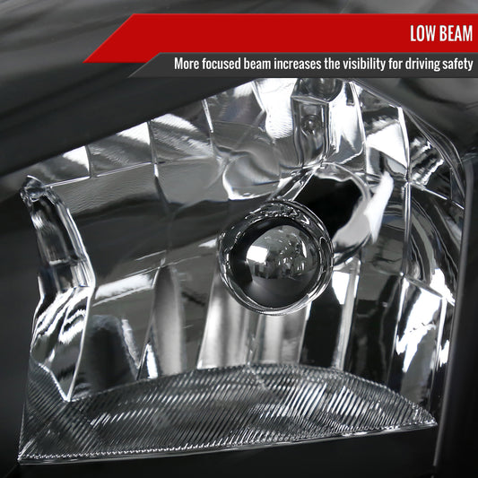 2006-2013 Chevrolet Impala / 2014-2015 Impala Limited / 2006-2007 Monte Carlo Factory Style Crystal Headlights w/ SMD LED Light Strip (Matte Black Housing/Clear Lens)