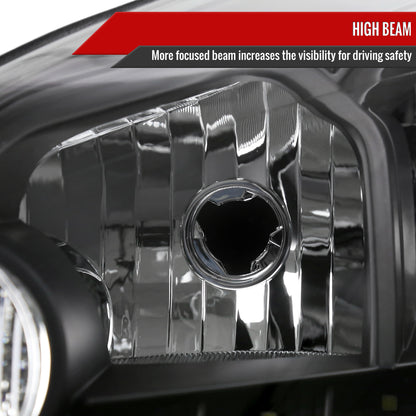 2006-2013 Chevrolet Impala / 2014-2015 Impala Limited / 2006-2007 Monte Carlo Factory Style Crystal Headlights w/ SMD LED Light Strip (Matte Black Housing/Clear Lens)