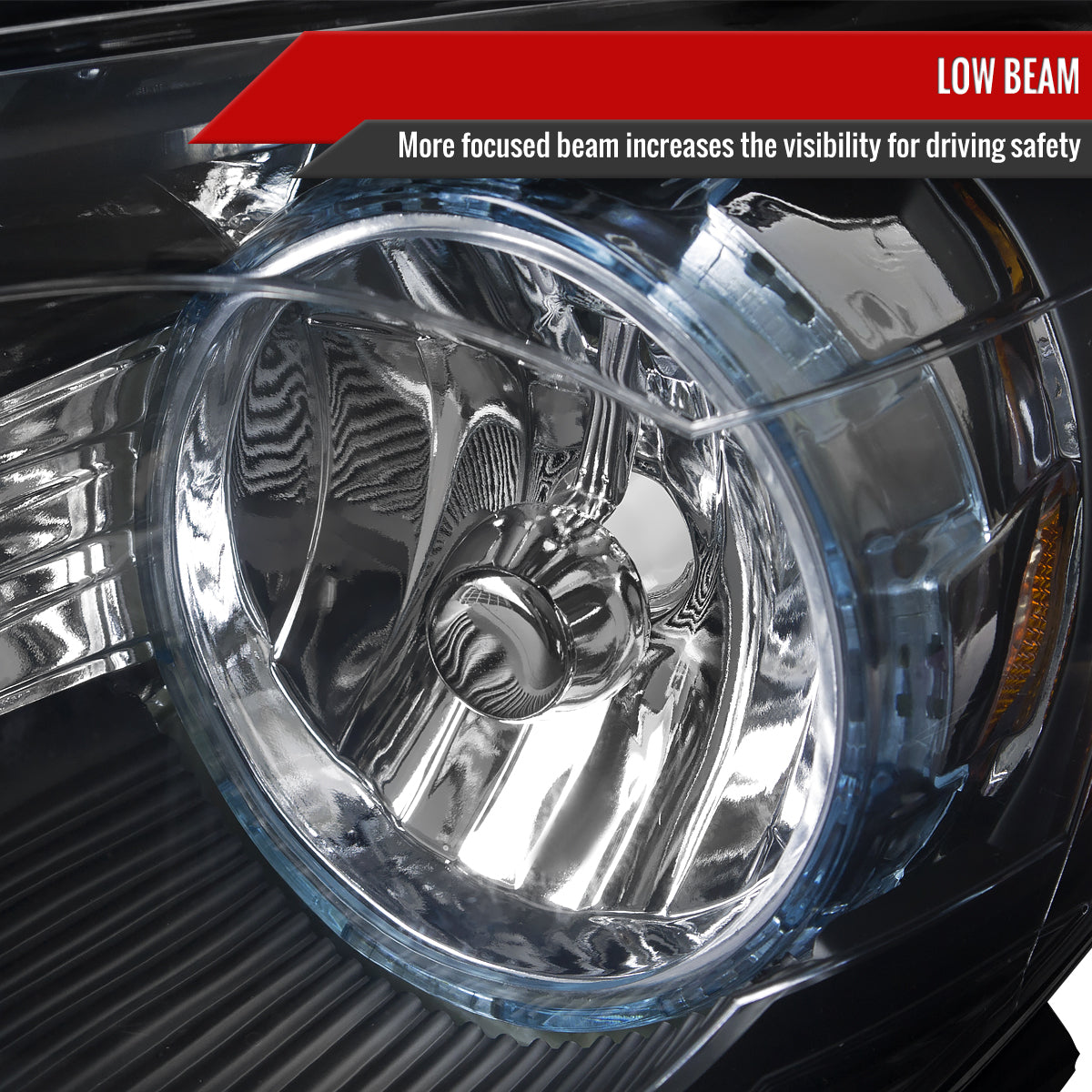 2008-2012 Chevrolet Malibu LS/LT/LTZ/Hybrid Crystal Headlights w/ Amber Reflectors (Matte Black Housing/Clear Lens)