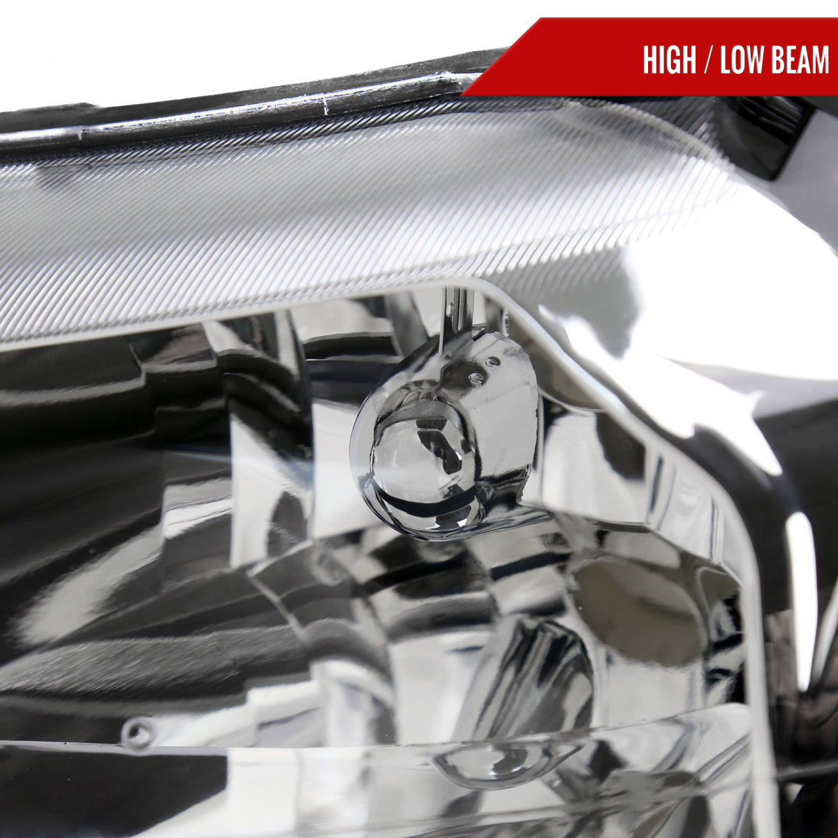 1999-2004 Ford Mustang LED Bar Factory Style Headlights with Amber Reflector (Chrome Housing/Clear Lens)