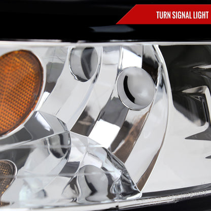 1999-2004 Ford Mustang LED Bar Factory Style Headlights with Amber Reflector (Chrome Housing/Clear Lens)