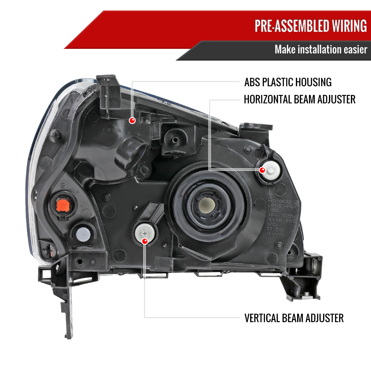 2003-2005 Honda Pilot Factory Style Headlight (Chrome Housing/Smoked Lens)