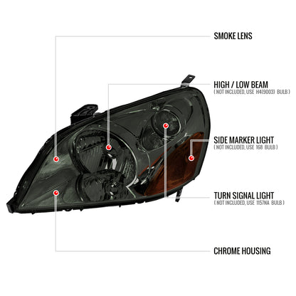 2003-2005 Honda Pilot Factory Style Headlight (Chrome Housing/Smoked Lens)