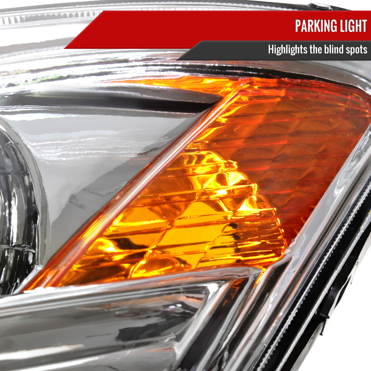 2006-2009 Toyota Prius Factory Style Headlights with Amber Reflector (Chrome Housing/Clear Lens)