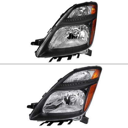 2006-2009 Toyota Prius Factory Style Headlights with Amber Reflector (Matte Black Housing/Clear Lens)