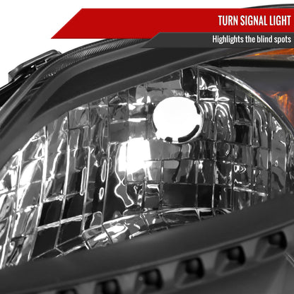2006-2009 Toyota Prius Factory Style Headlights with Amber Reflector (Matte Black Housing/Clear Lens)