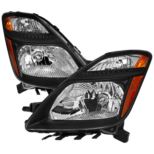 2006-2009 Toyota Prius Factory Style Headlights with Amber Reflector (Matte Black Housing/Clear Lens)
