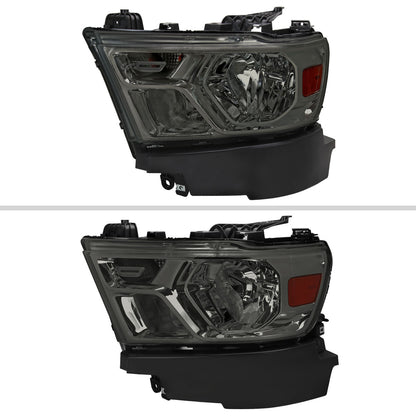 2019-2024 Dodge RAM 1500 Factory Style Headlights with Amber Reflectors (Chrome Housing/Smoked Lens)