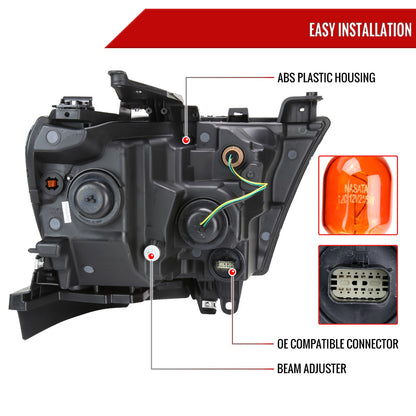 2019-2024 Dodge RAM 1500 Factory Style Headlights with Amber Reflectors (Chrome Housing/Smoked Lens)