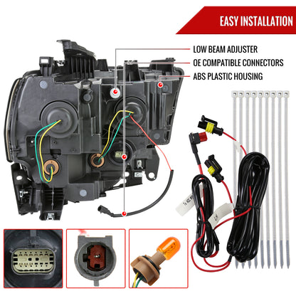 2019-2024 Dodge RAM 2500/3500/4500/5500 LED Bar Factory Style Headlights (Chrome Housing/Clear Lens)