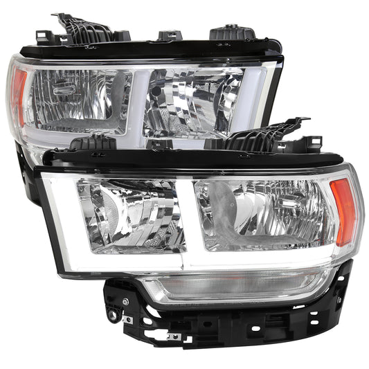 2019-2024 Dodge RAM 2500/3500/4500/5500 LED Bar Factory Style Headlights (Chrome Housing/Clear Lens)