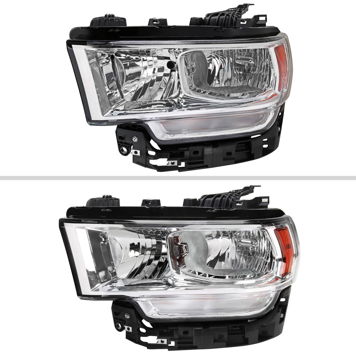2019-2024 Dodge RAM 2500/3500/4500/5500 Factory Style Headlights (Chrome Housing/Clear Lens)