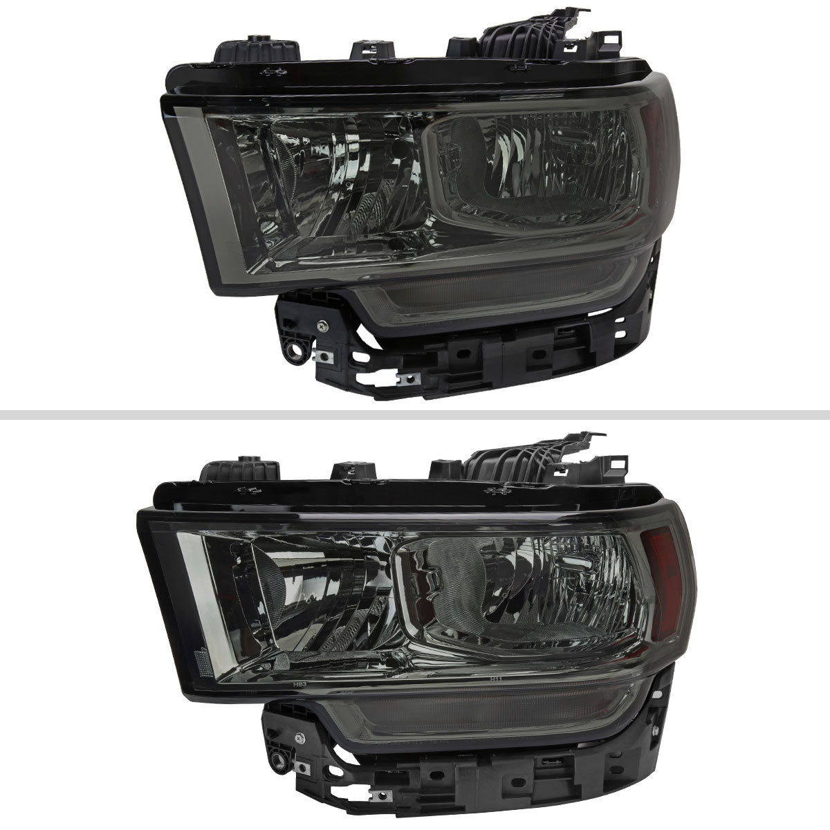 2019-2024 Dodge RAM 2500/3500/4500/5500 Factory Style Headlights (Chrome Housing/Smoked Lens)