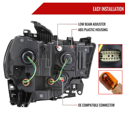 2019-2024 Dodge RAM 2500/3500/4500/5500 Factory Style Headlights (Chrome Housing/Smoked Lens)