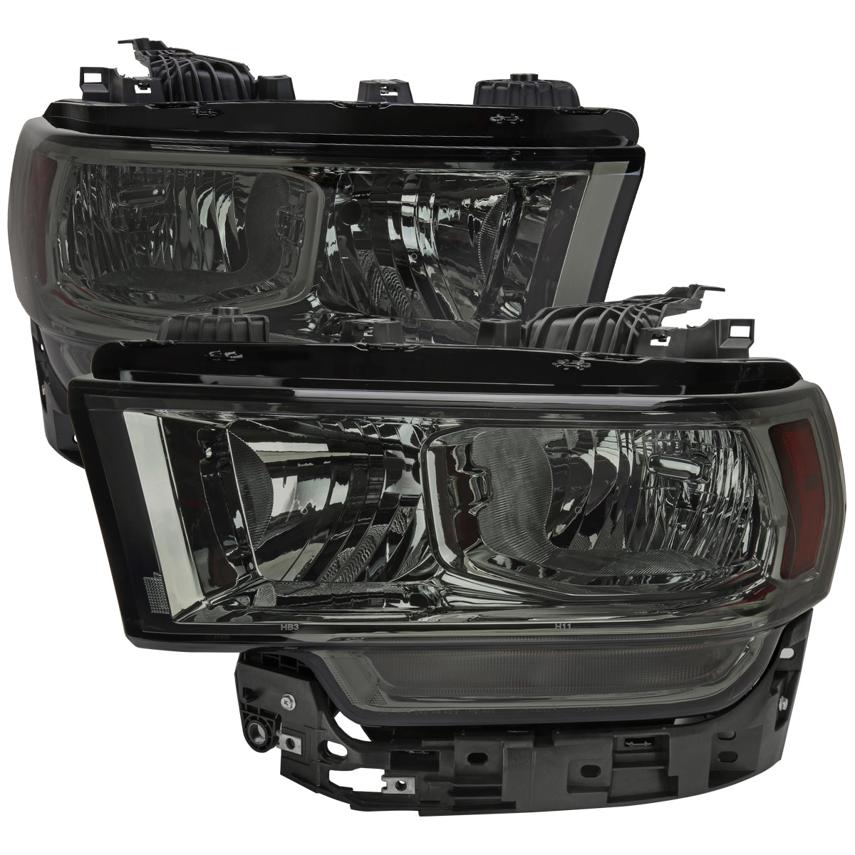 2019-2024 Dodge RAM 2500/3500/4500/5500 Factory Style Headlights (Chrome Housing/Smoked Lens)