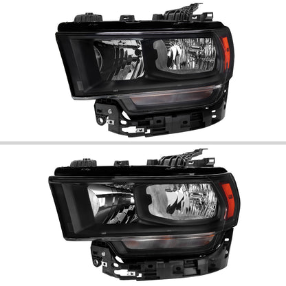 2019-2024 Dodge RAM 2500/3500/4500/5500 Factory Style Headlights (Matte Black Housing/Clear Lens)