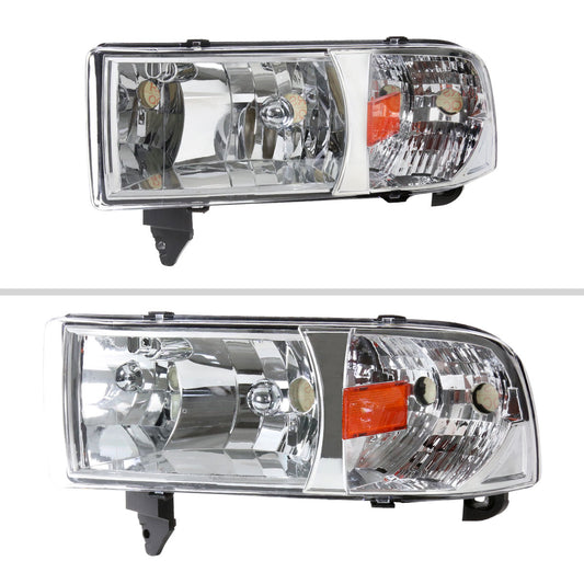 1994-2001 Dodge RAM 1500/ 1994-2002 RAM 2500 3500 Factory Style Headlights (Chrome Housing/Clear Lens)