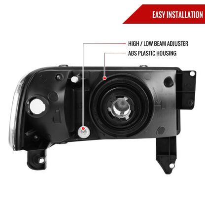 1994-2001 Dodge RAM 1500/ 1994-2002 RAM 2500 3500 Factory Style Headlights (Chrome Housing/Smoked Lens)
