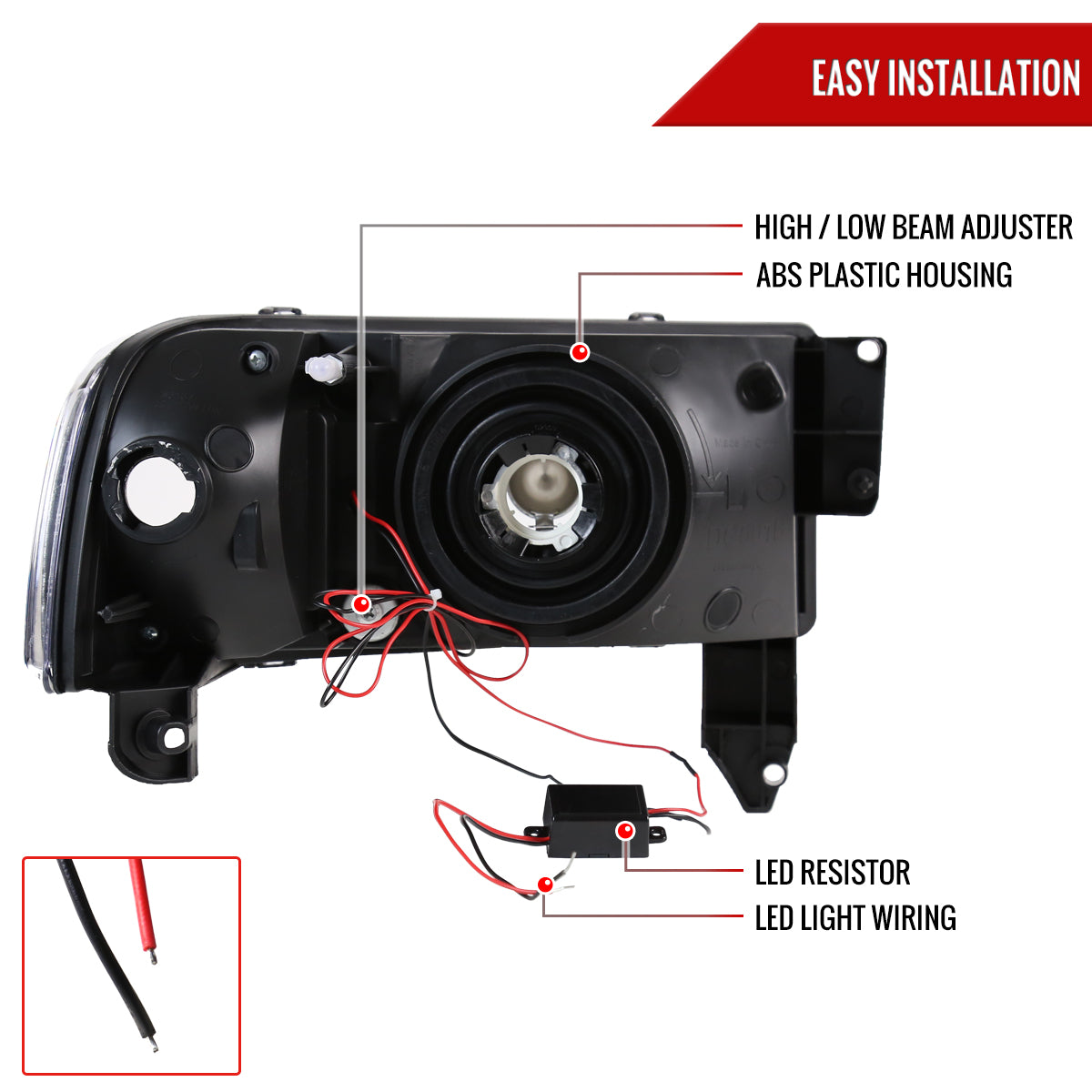 1994-2001 Dodge RAM 1500/ 1994-2002 RAM 2500 3500 Crystal Headlights (Chrome Housing/Smoked Lens)