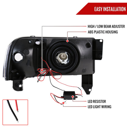 1994-2001 Dodge RAM 1500/ 1994-2002 RAM 2500 3500 Crystal Headlights (Chrome Housing/Smoked Lens)