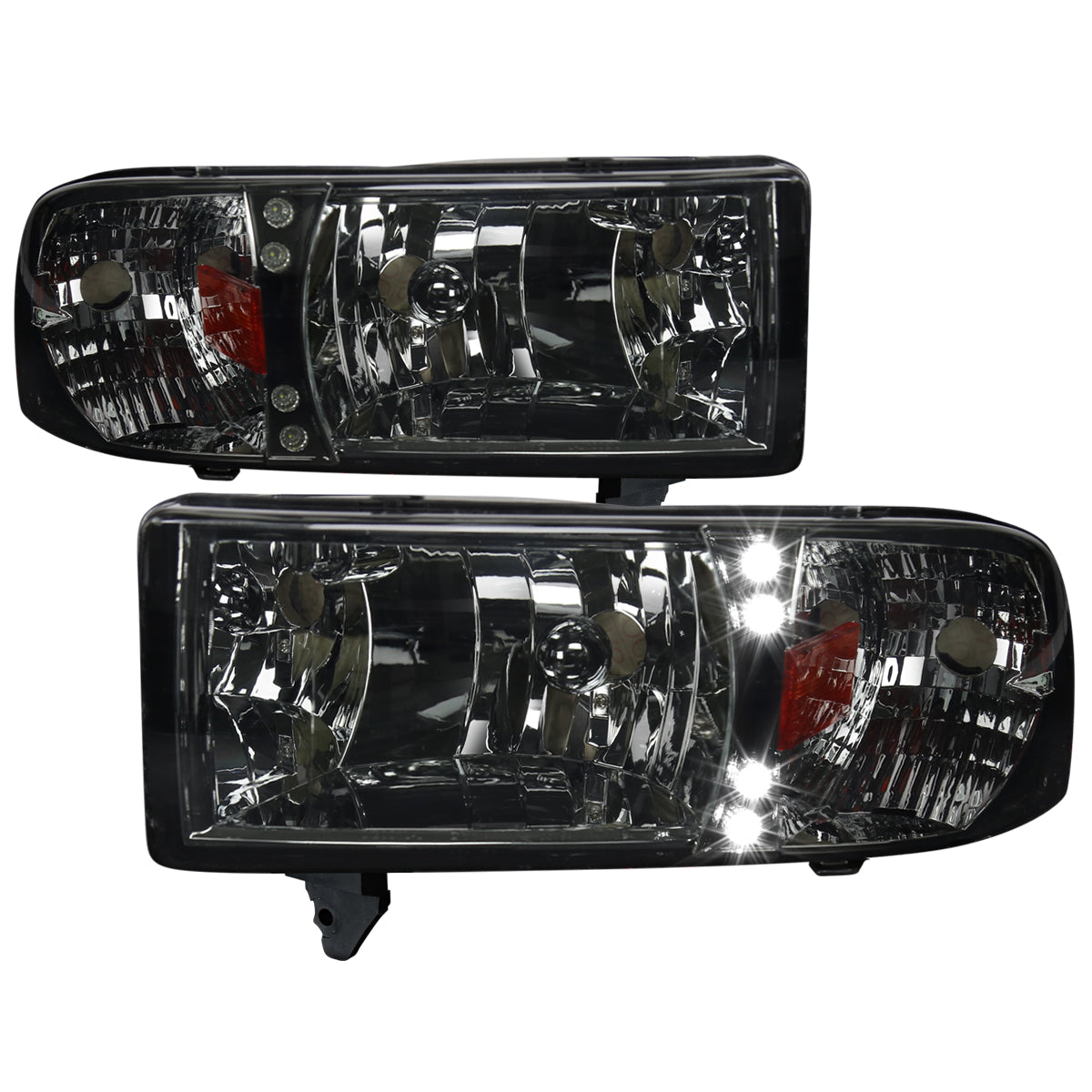 1994-2001 Dodge RAM 1500/ 1994-2002 RAM 2500 3500 Crystal Headlights (Chrome Housing/Smoked Lens)