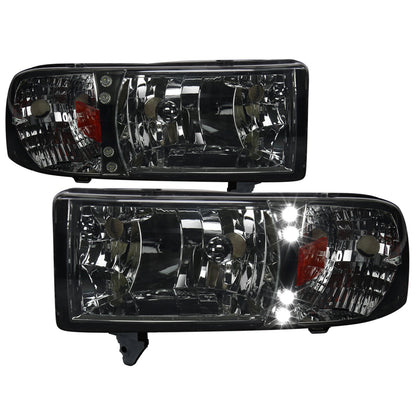 1994-2001 Dodge RAM 1500/ 1994-2002 RAM 2500 3500 Crystal Headlights (Chrome Housing/Smoked Lens)