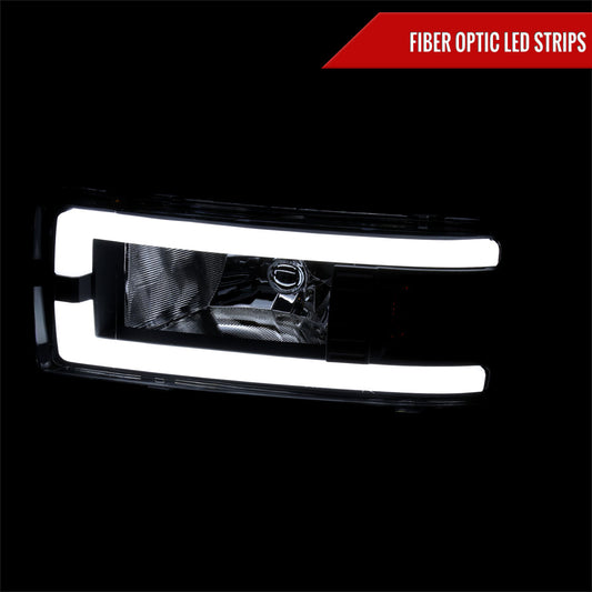 1994-2001 Dodge RAM 1500/ 1994-2002 RAM 2500/3500 Dual LED Bar Factory Style Headlights (Matte Black Housing/Clear Lens)