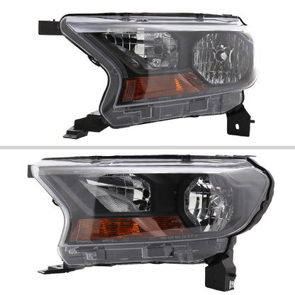 2019-2022 Ford Ranger XL XLT Factory Style Headlights (Matte Black Housing/Clear Lens)
