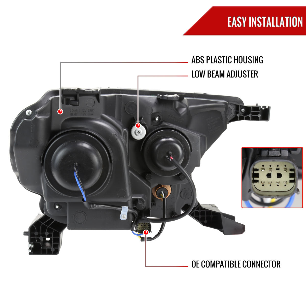 2019-2022 Ford Ranger XL XLT Factory Style Headlights (Matte Black Housing/Clear Lens)