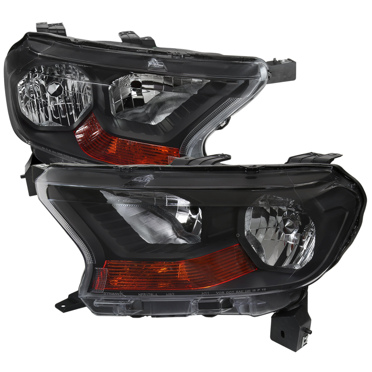 2019-2022 Ford Ranger XL XLT Factory Style Headlights (Matte Black Housing/Clear Lens)