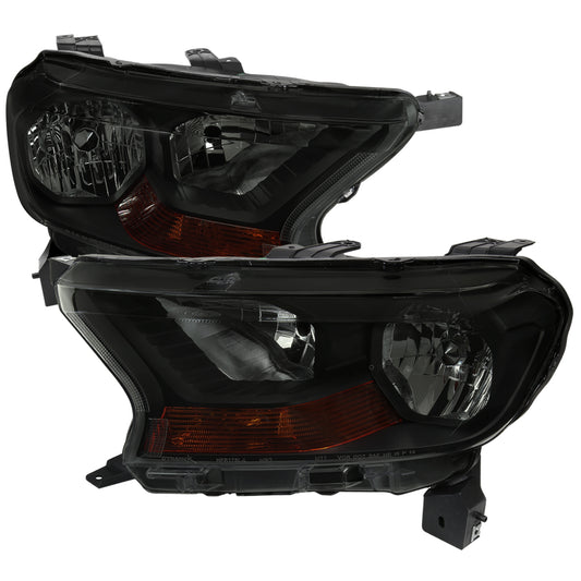 2019-2022 Ford Ranger XL/XLT Factory Style Halogen Headlights (Glossy Black Housing/Smoked Lens)