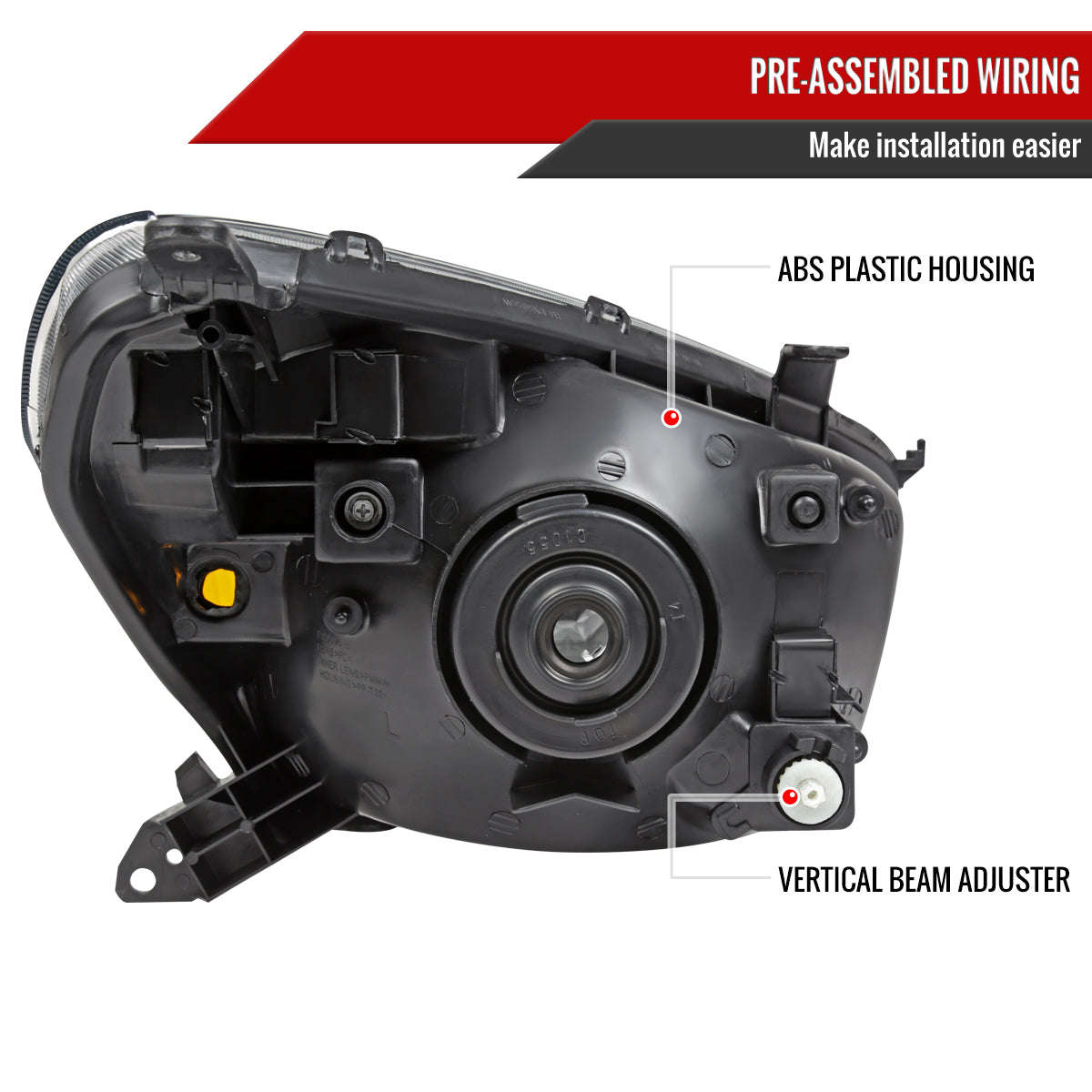 2001-2003 Toyota RAV4 Factory Style Headlights (Matte Black Housing/Clear Lens)