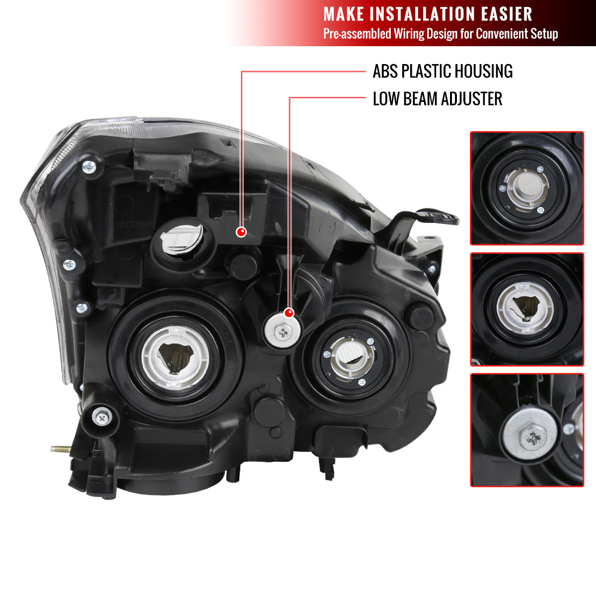 2008-2013 Nissan Rogue/ 2014-2015 Rogue Select Clear Lens Headlight w/ Amber Reflector - Driver Side Only