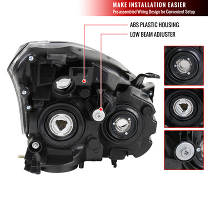 2008-2013 Nissan Rogue/ 2014-2015 Rogue Select Factory Style Headlights w/ Amber Reflectors (Chrome Housing/Clear Lens)