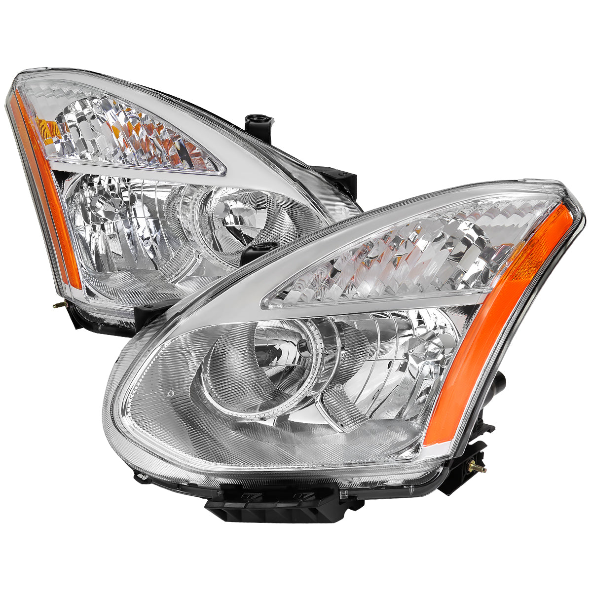 2008-2013 Nissan Rogue/ 2014-2015 Rogue Select Factory Style Headlights w/ Amber Reflectors (Chrome Housing/Clear Lens)