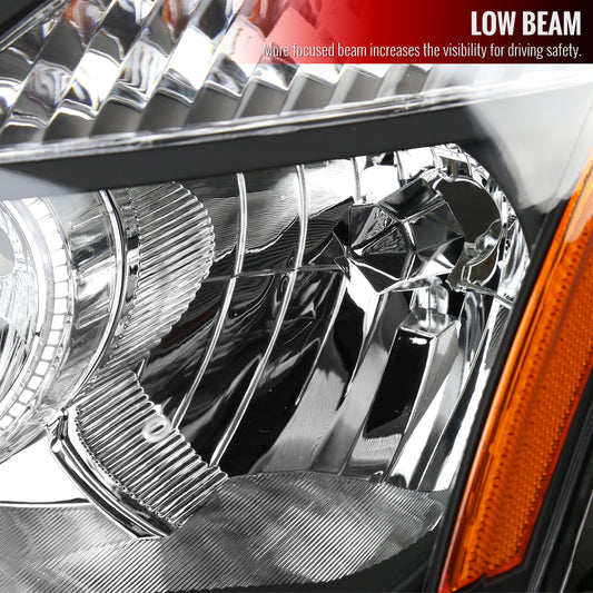 2008-2013 Nissan Rogue/ 2014-2015 Rogue Select Factory Style Headlights w/ Amber Reflectors (Matte Black Housing/Clear Lens)