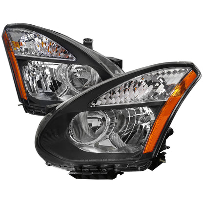 2008-2013 Nissan Rogue/ 2014-2015 Rogue Select Factory Style Headlights w/ Amber Reflectors (Matte Black Housing/Clear Lens)