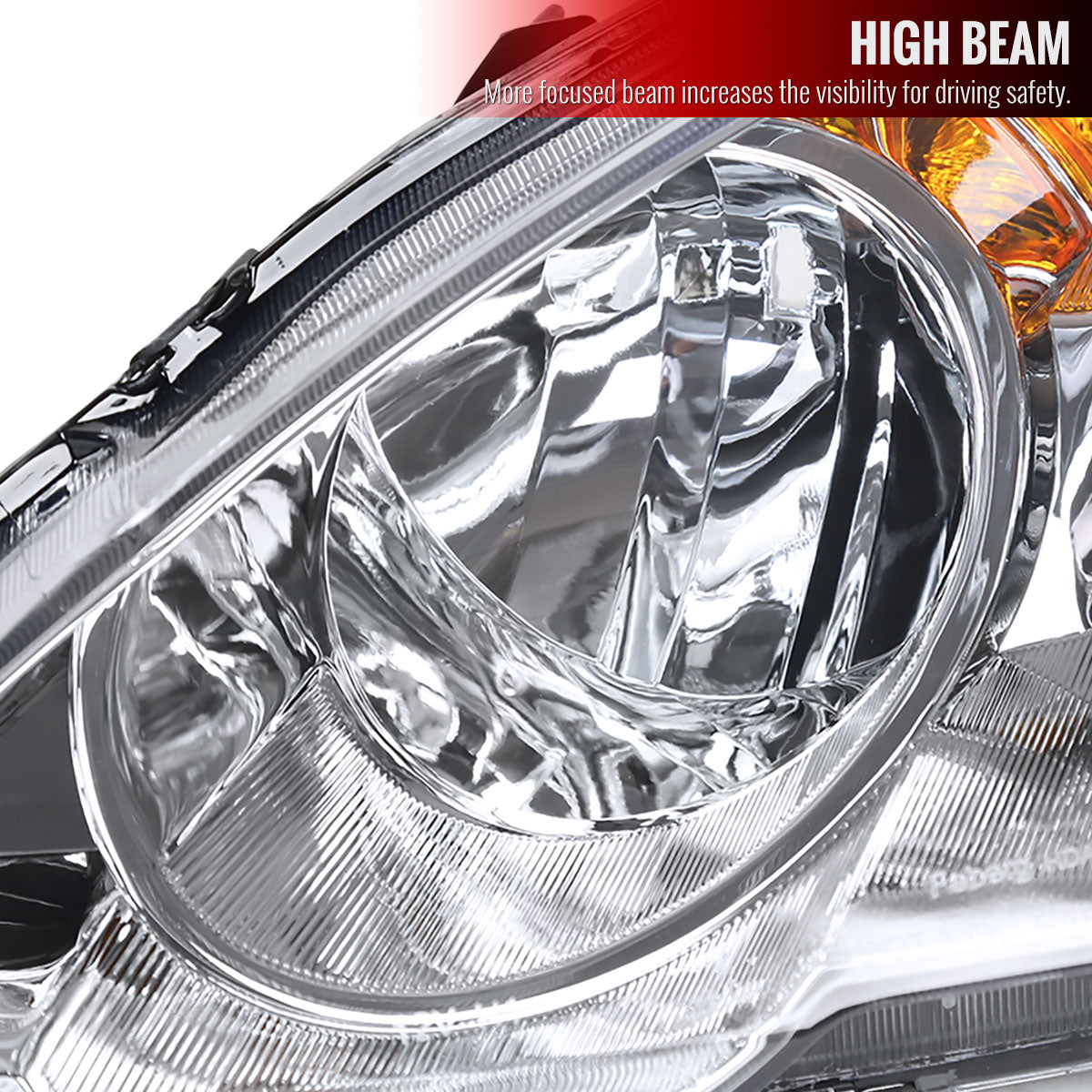 2002-2004 Acura RSX Factory Style Headlights w/ Amber Reflectors (Chrome Housing/Clear Lens)